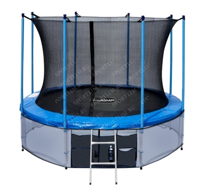 Батут i-JUMP 14ft 4,27м с нижней сетью и лестницей (green)